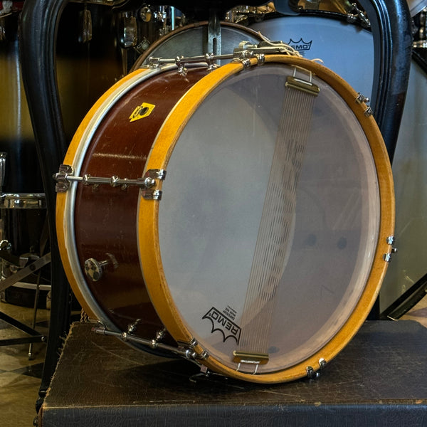 VINTAGE 1950's Ludwig 6.5x14 Transition Badge Pioneer in Mahogany Lacquer w/ Tube Lugs & Wooden Hoops