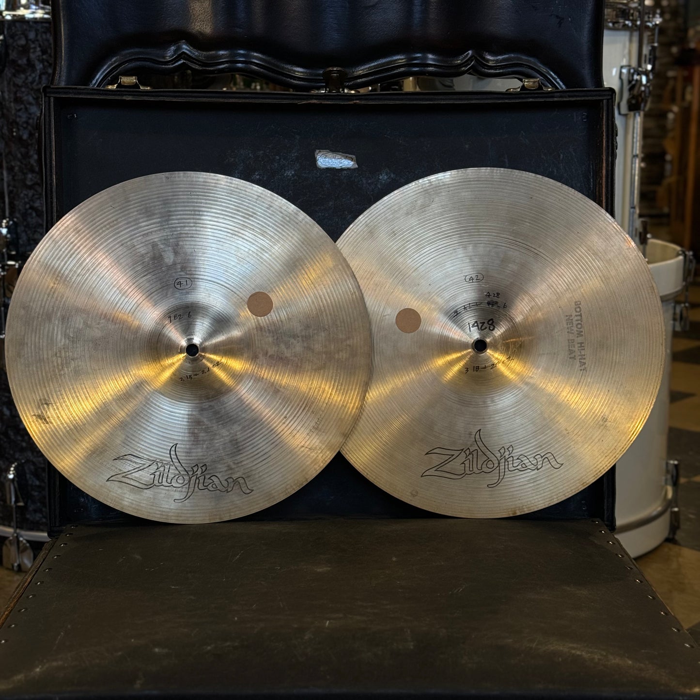 VINTAGE 1980's A. ZIldjian 14" Hollow Logo New Beat Hi-Hats - 982/1428