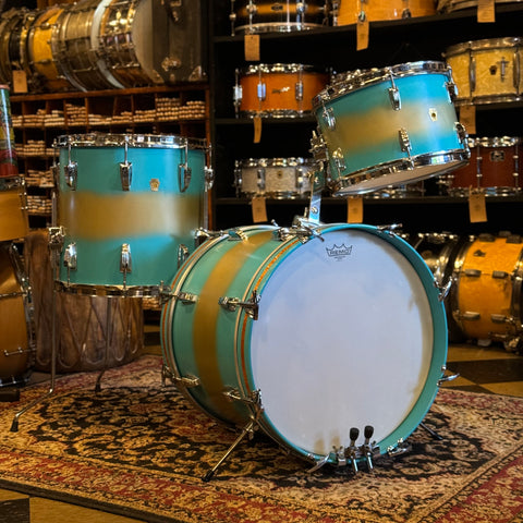 VINTAGE 1965 Ludwig Jazzette in Turquoise & Gold Duco - 14x18, 8x12, 14x14