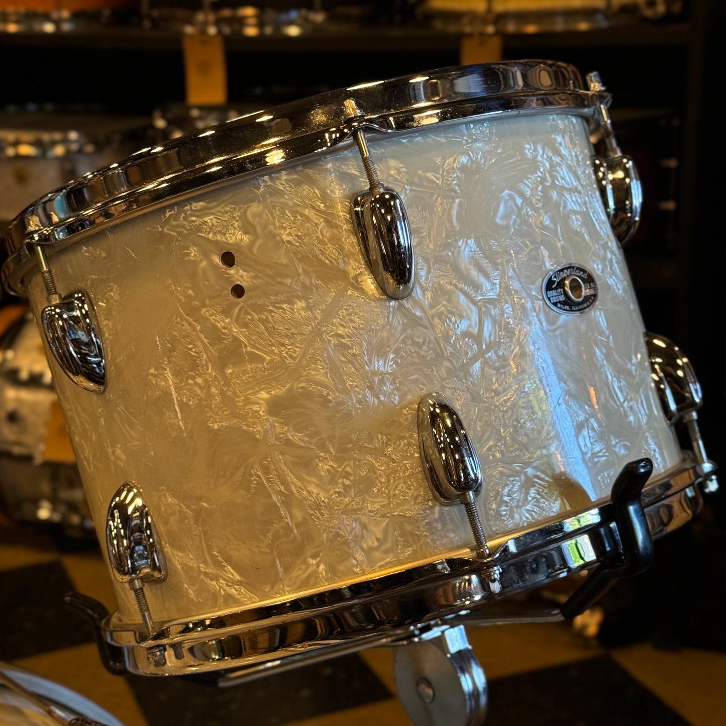 VINTAGE 1960-70 Slingerland in White Marine Pearl - 14x20, 9x13, 16x16