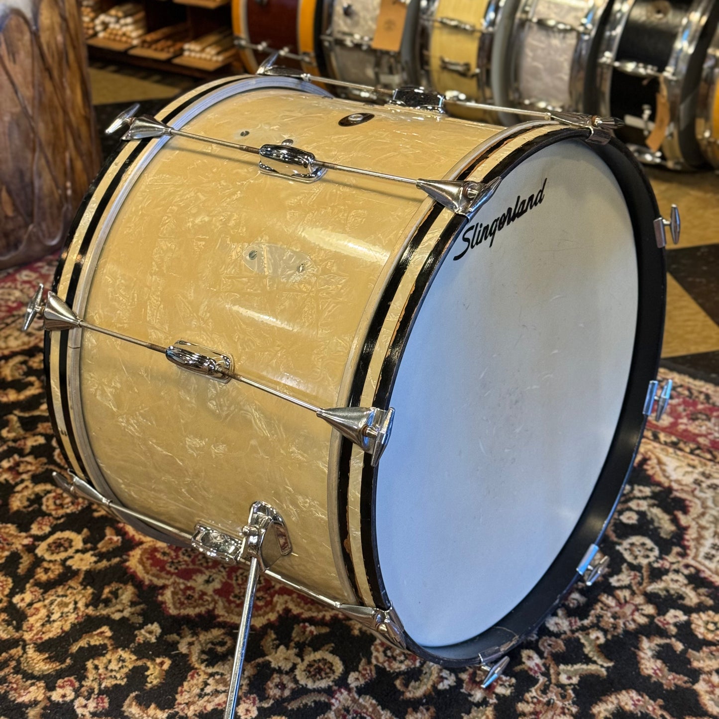 VINTAGE 1960-70 Slingerland in White Marine Pearl - 14x20, 9x13, 16x16