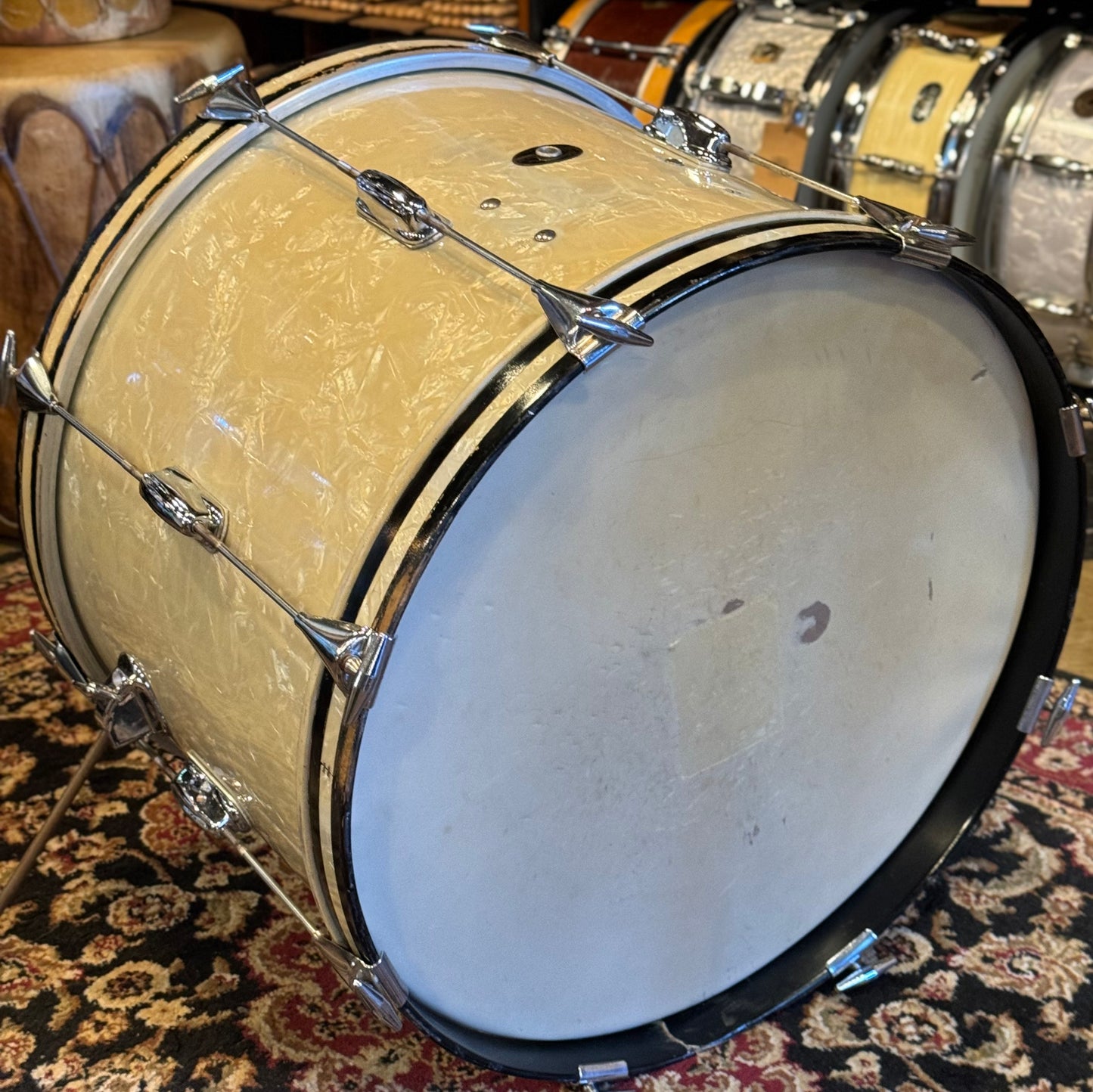 VINTAGE 1960-70 Slingerland in White Marine Pearl - 14x20, 9x13, 16x16