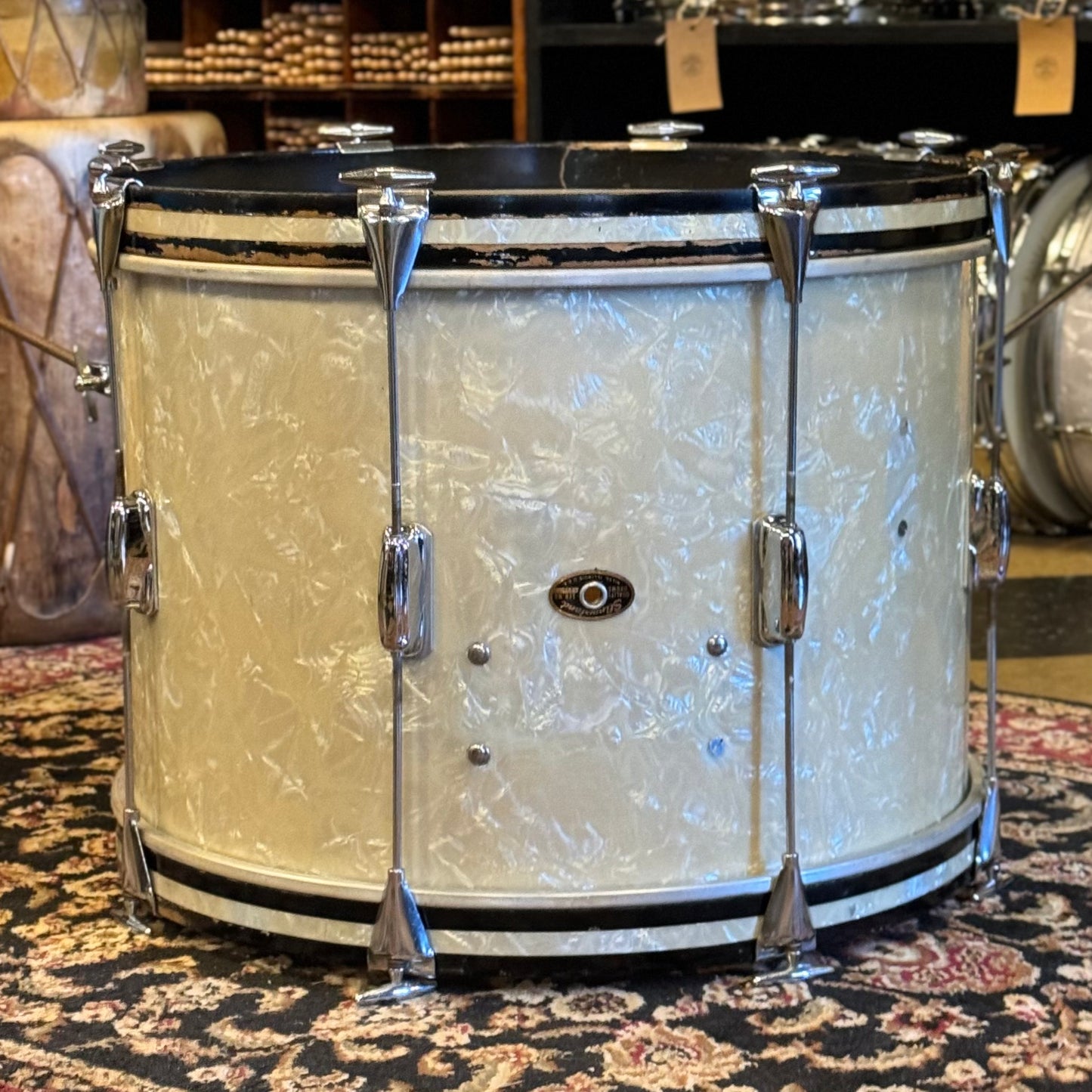 VINTAGE 1960-70 Slingerland in White Marine Pearl - 14x20, 9x13, 16x16