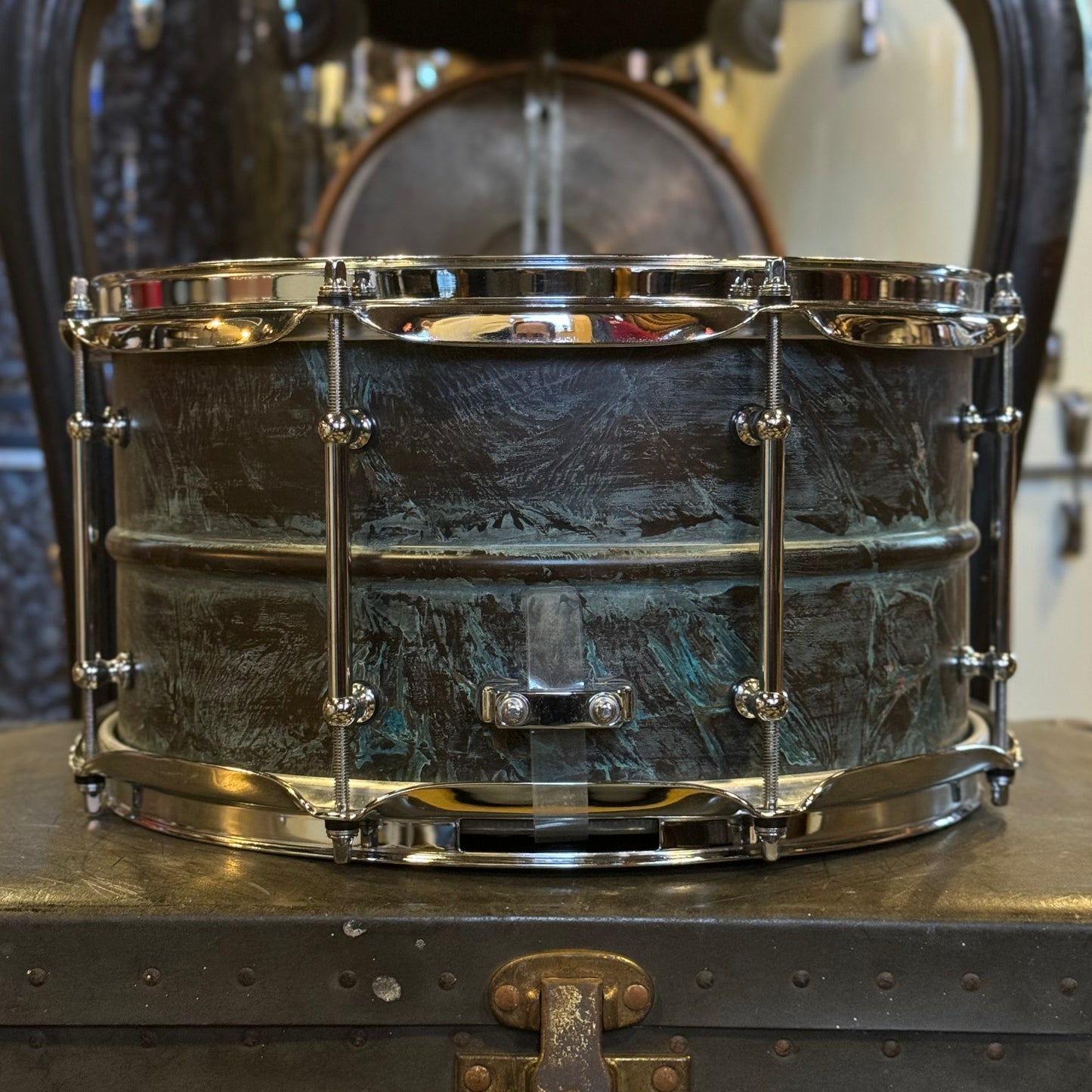 USED Pork Pie 7x14 Patina Brass Snare Drum