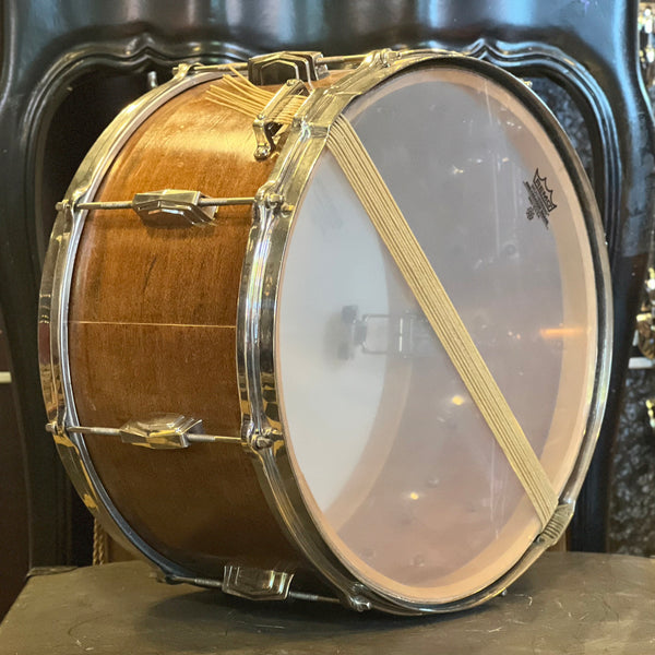 Vintage 1940's Ludwig & Ludwig 8x15 Concert Model Single Ply Snare Drum in Satin Mahogany
