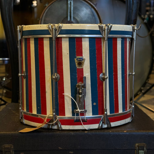 VINTAGE 1950's Ludwig 10x14 Transition Badge Marching Snare in Red White & Blue Duco