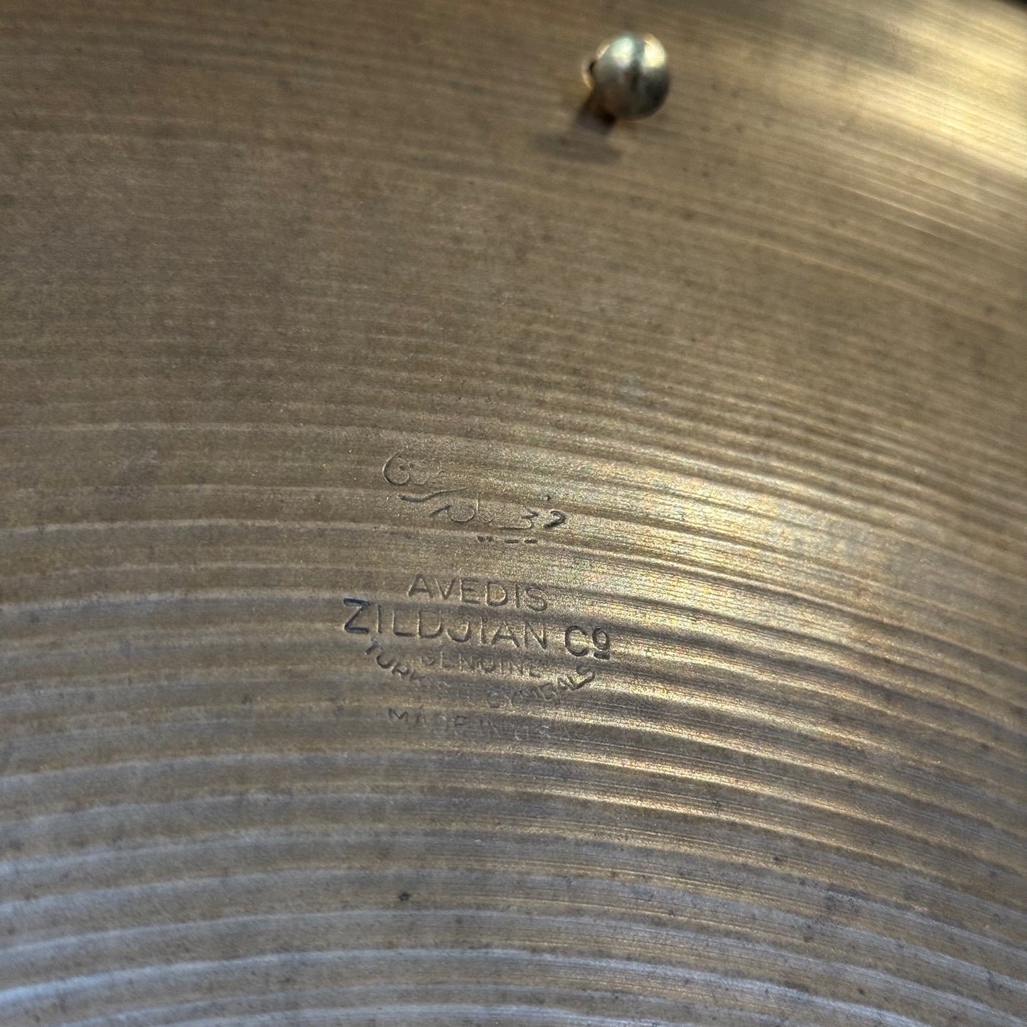 VINTAGE 1950's A. Zildjian Transition Stamp Ride w/ Eight Rivets - 2534g