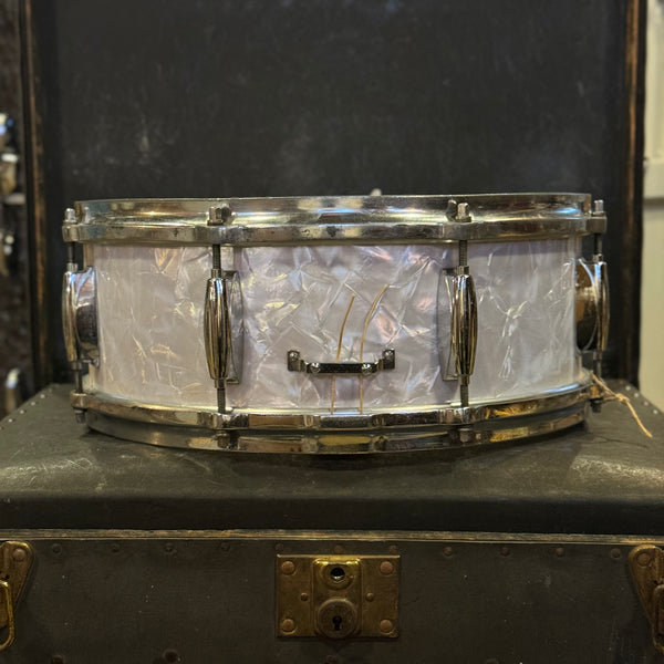 VINTAGE 1950's-60's Gretsch 5x14 Renown 8-Lug Snare Drum in White Marine Pearl