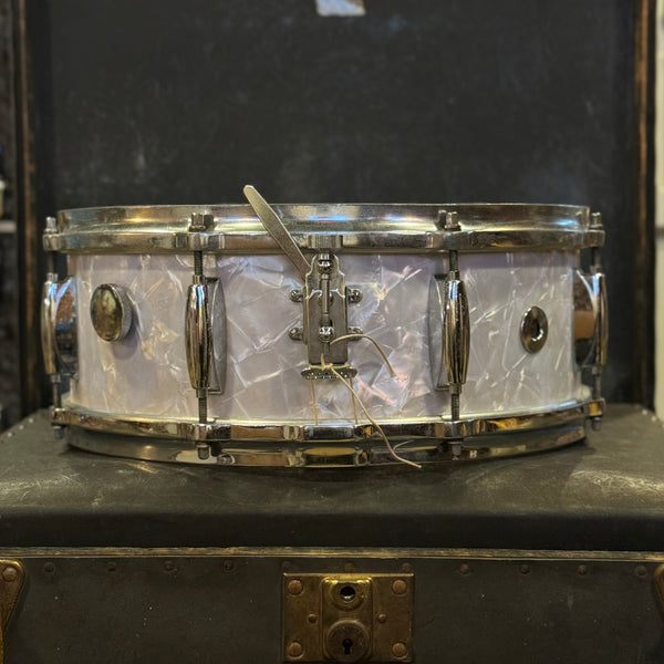 VINTAGE 1950's-60's Gretsch 5x14 Renown 8-Lug Snare Drum in White Marine Pearl