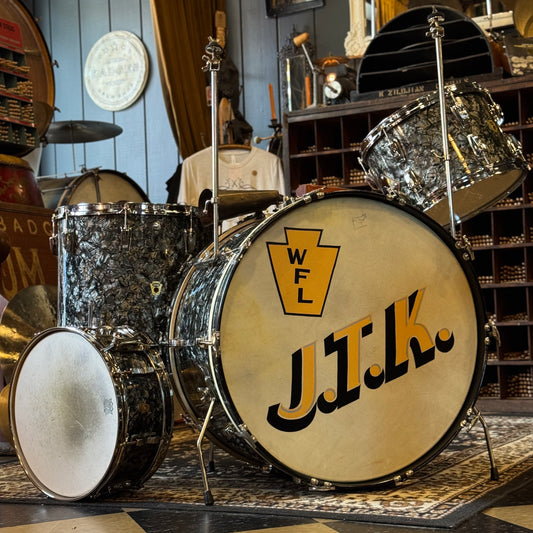 VINTAGE 1957-1958 Ludwig WFL Transition Era Drum Set in Black Diamond Pearl - 14x24, 9x13, 16x16, 5x14
