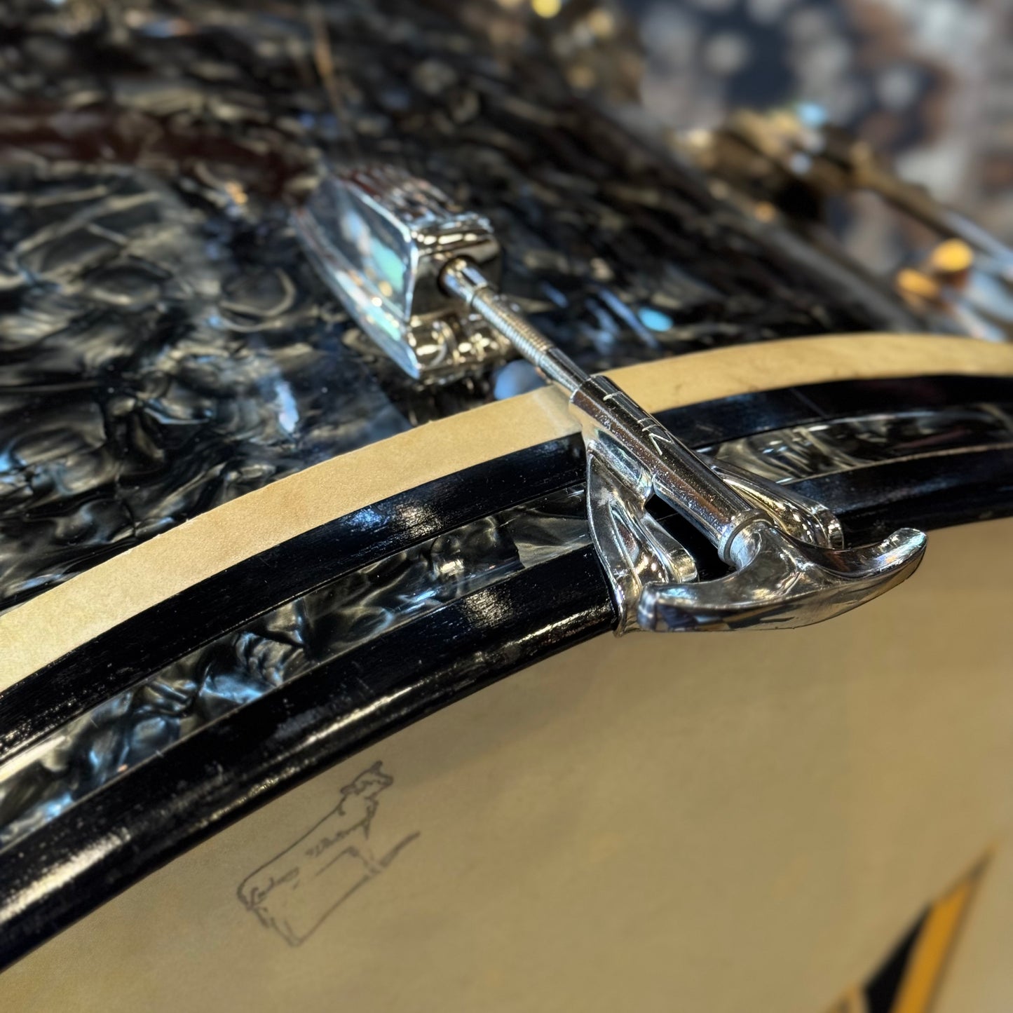 VINTAGE 1957-1958 Ludwig WFL Transition Era Drum Set in Black Diamond Pearl - 14x24, 9x13, 16x16, 5x14