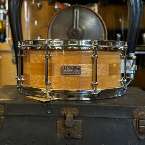 USED Greg Gaylord 5x13 Solo Segment Block Red Oak Snare Drum in Natural Gloss