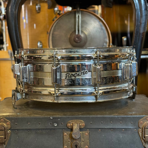 VINTAGE 1960's 5x14 Rogers Chrome over Brass Dynasonic Snare Drum