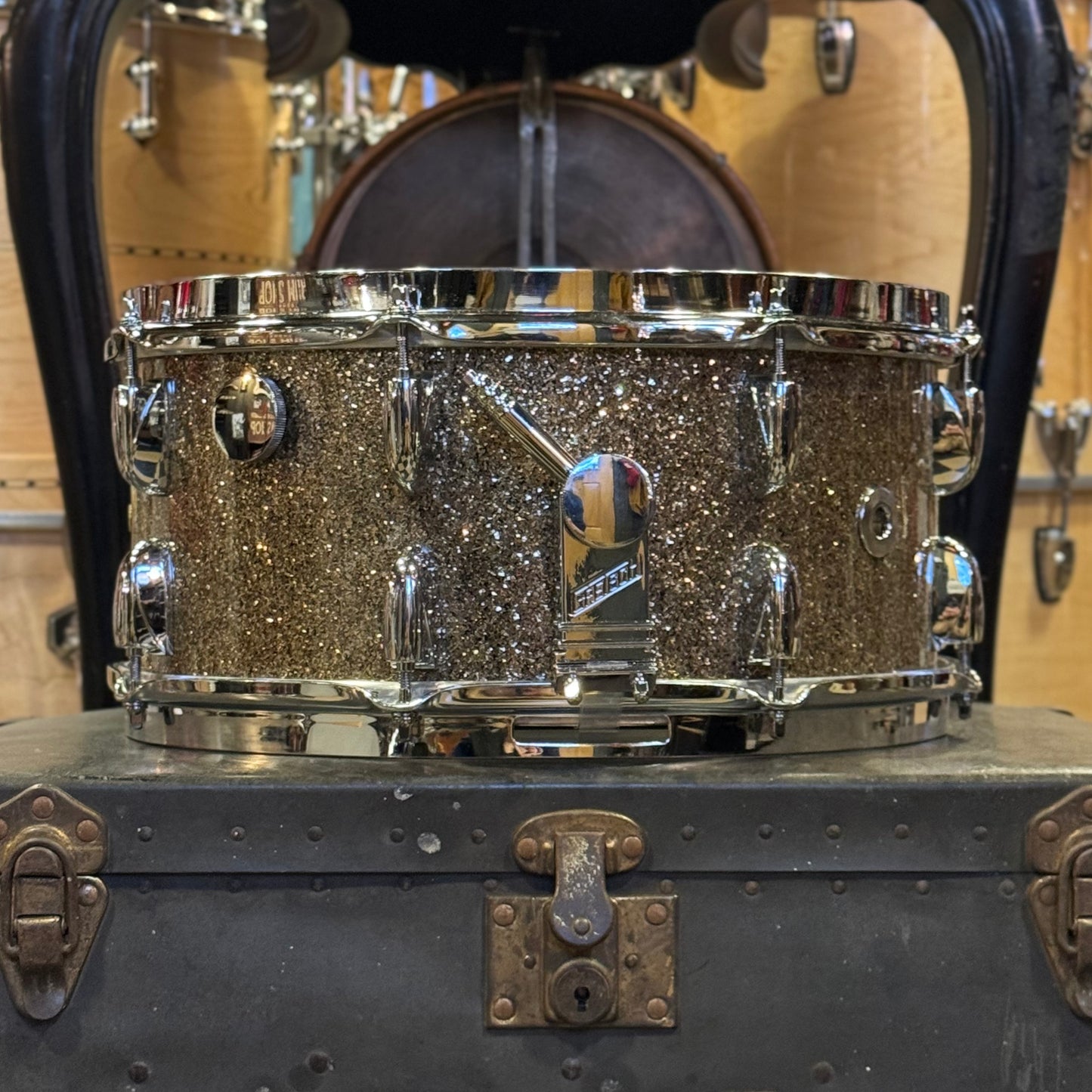 NEW Gretsch 6.5x14 Broadkaster Snare Drum in Ginger Glass Glitter w/ Micro Sensitive Throw-Off & Tone Control