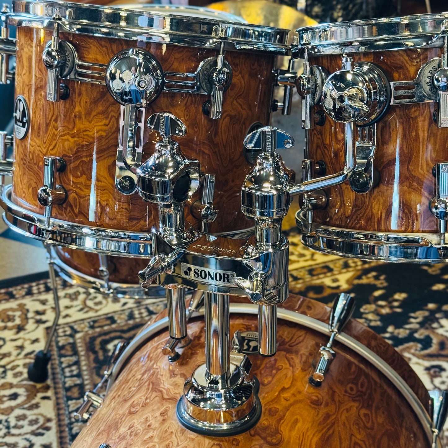USED Sonor Delite Round Badge in Walnut Roots Lacquer - 16x18, 8x10, 9x12, 14x14
