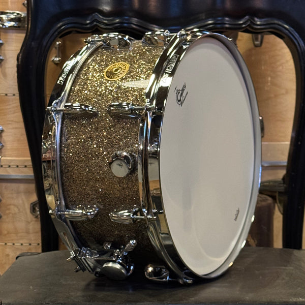 NEW Gretsch 6.5x14 Broadkaster Snare Drum in Ginger Glass Glitter w/ Micro Sensitive Throw-Off & Tone Control