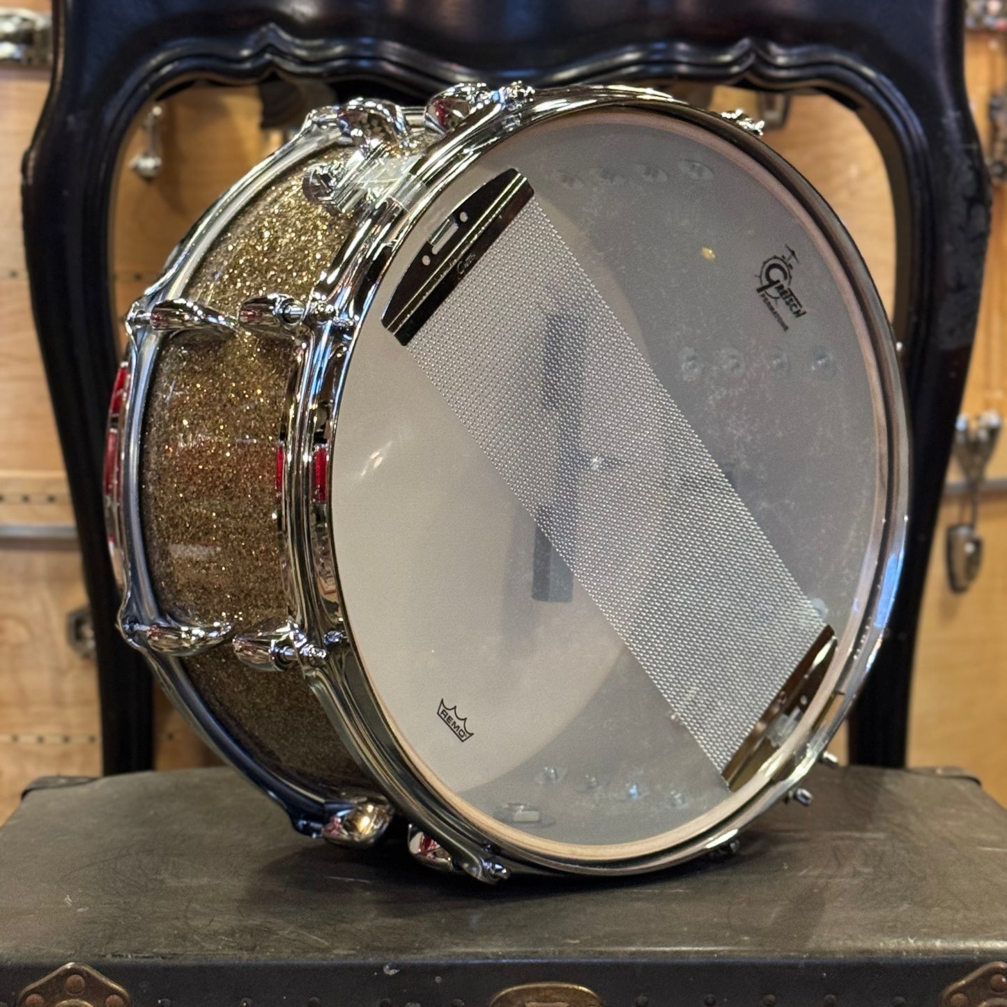 NEW Gretsch 6.5x14 Broadkaster Snare Drum in Ginger Glass Glitter w/ Micro Sensitive Throw-Off & Tone Control