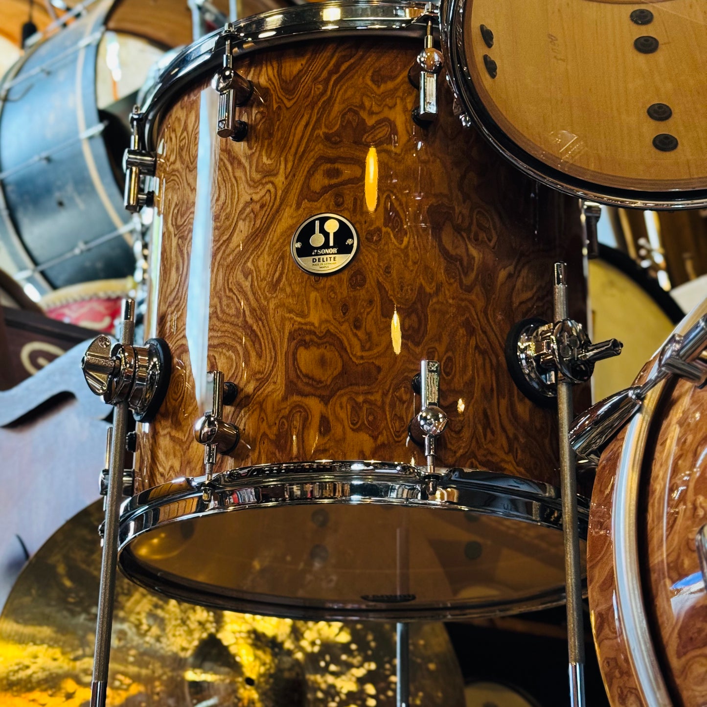 USED Sonor Delite Round Badge in Walnut Roots Lacquer - 16x18, 8x10, 9x12, 14x14