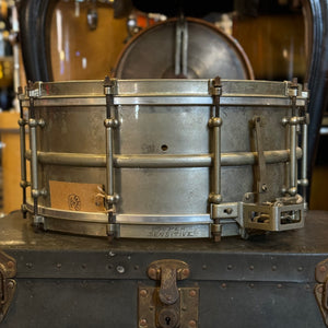 VINTAGE 1920's Ludwig 6.5x15 Super Sensitive Model Nickel over Brass Snare Drum