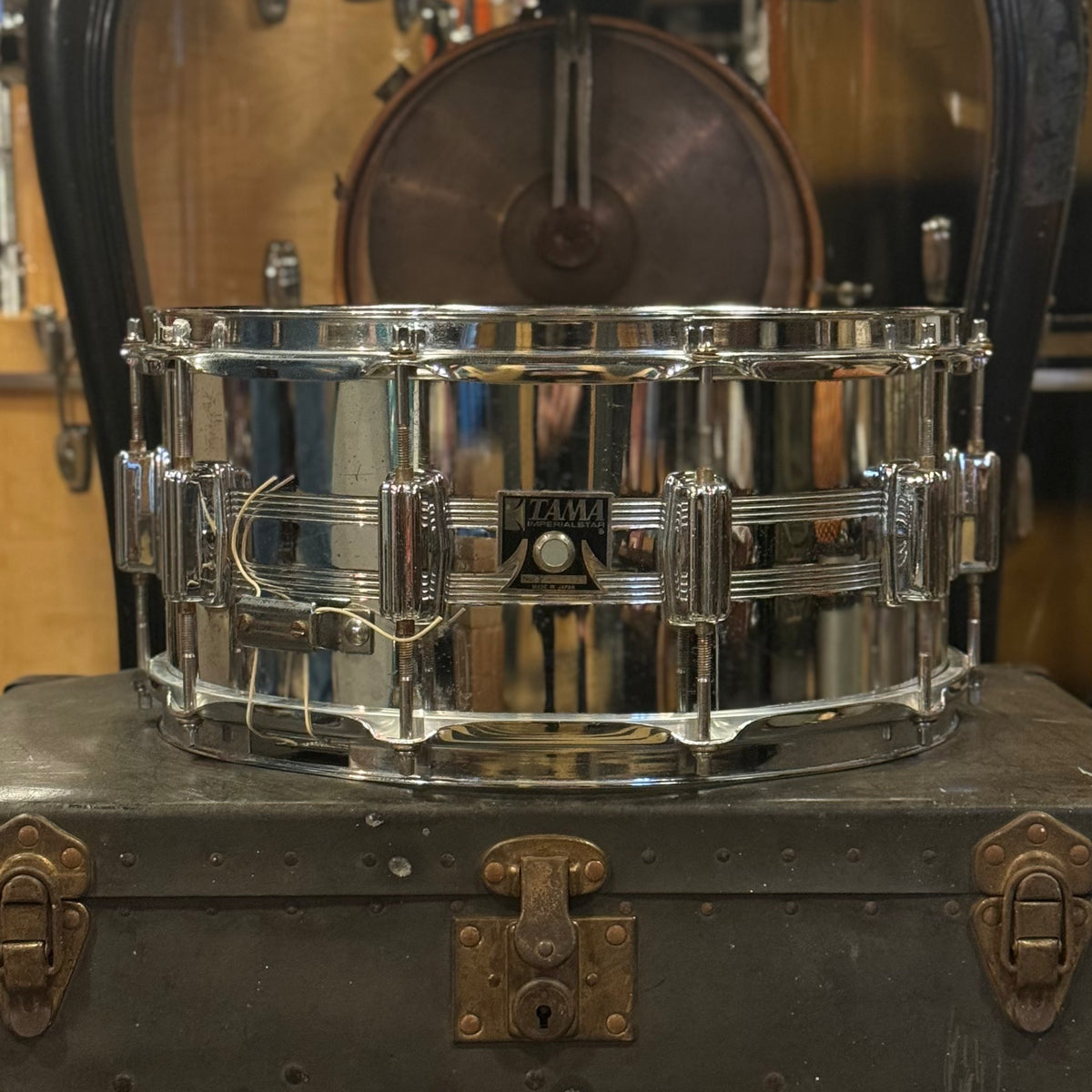 VINTAGE 1980's Tama 6.5x14 Imperialstar Steel Snare Drum Badges Drum Shop