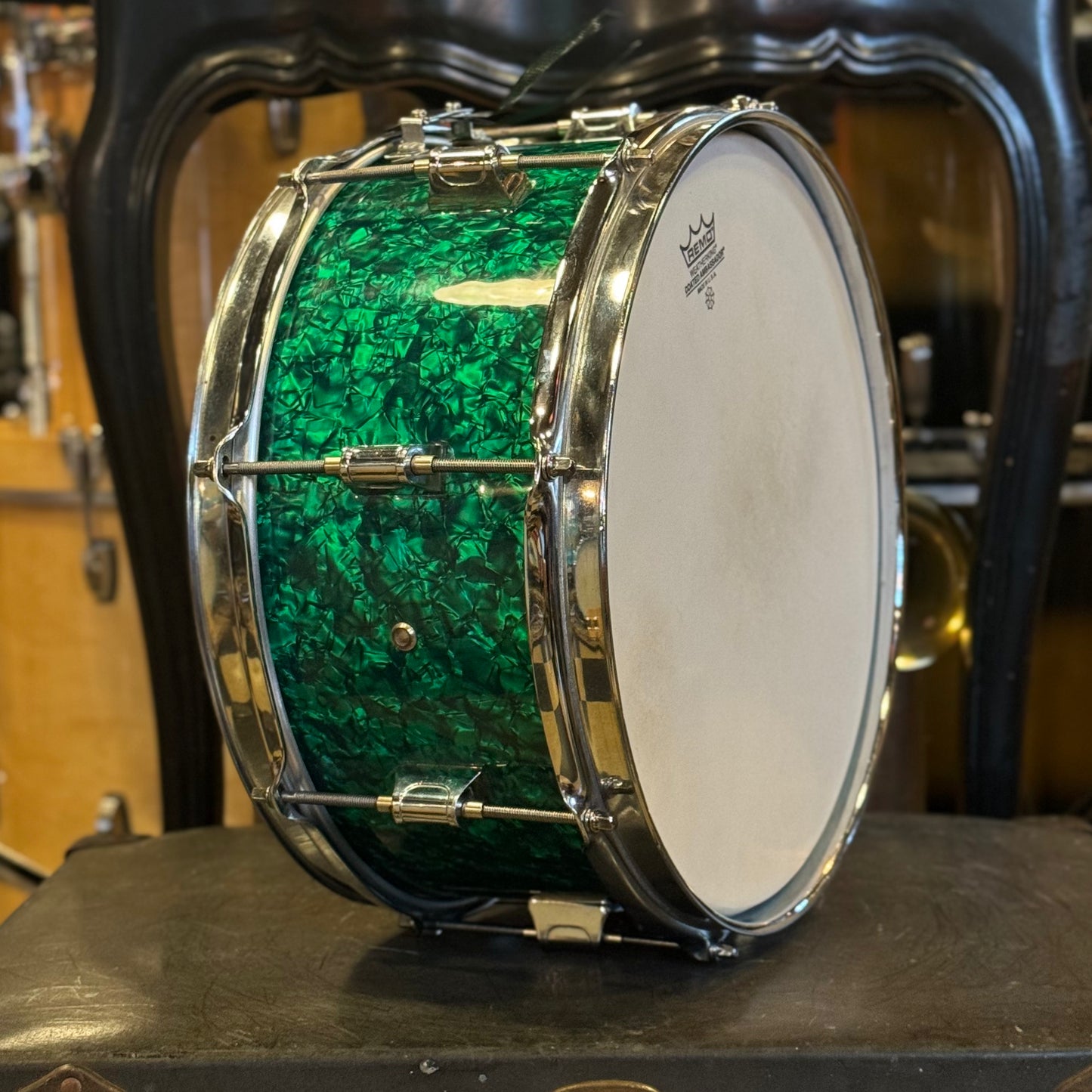 USED MIJ 6.5x13 Snare Drum in Green Diamond Pearl