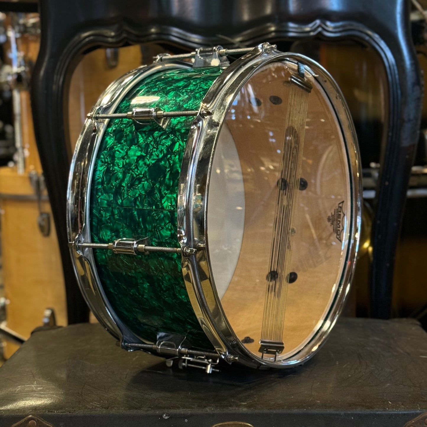 USED MIJ 6.5x13 Snare Drum in Green Diamond Pearl