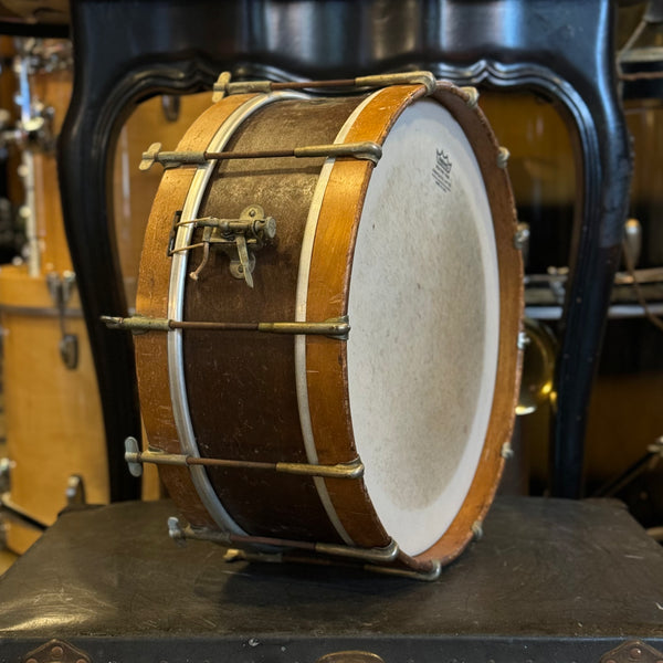 VINTAGE 5x14 1930's Leedy Single Tension Wood Hoop Snare Drum in Natural Mahogany