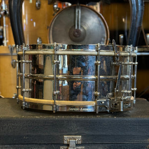 VINTAGE 1920's Ludwig All Original 6.5x15 Super Nickel over Brass Snare Drum w/ Case, Stand, and Sticks