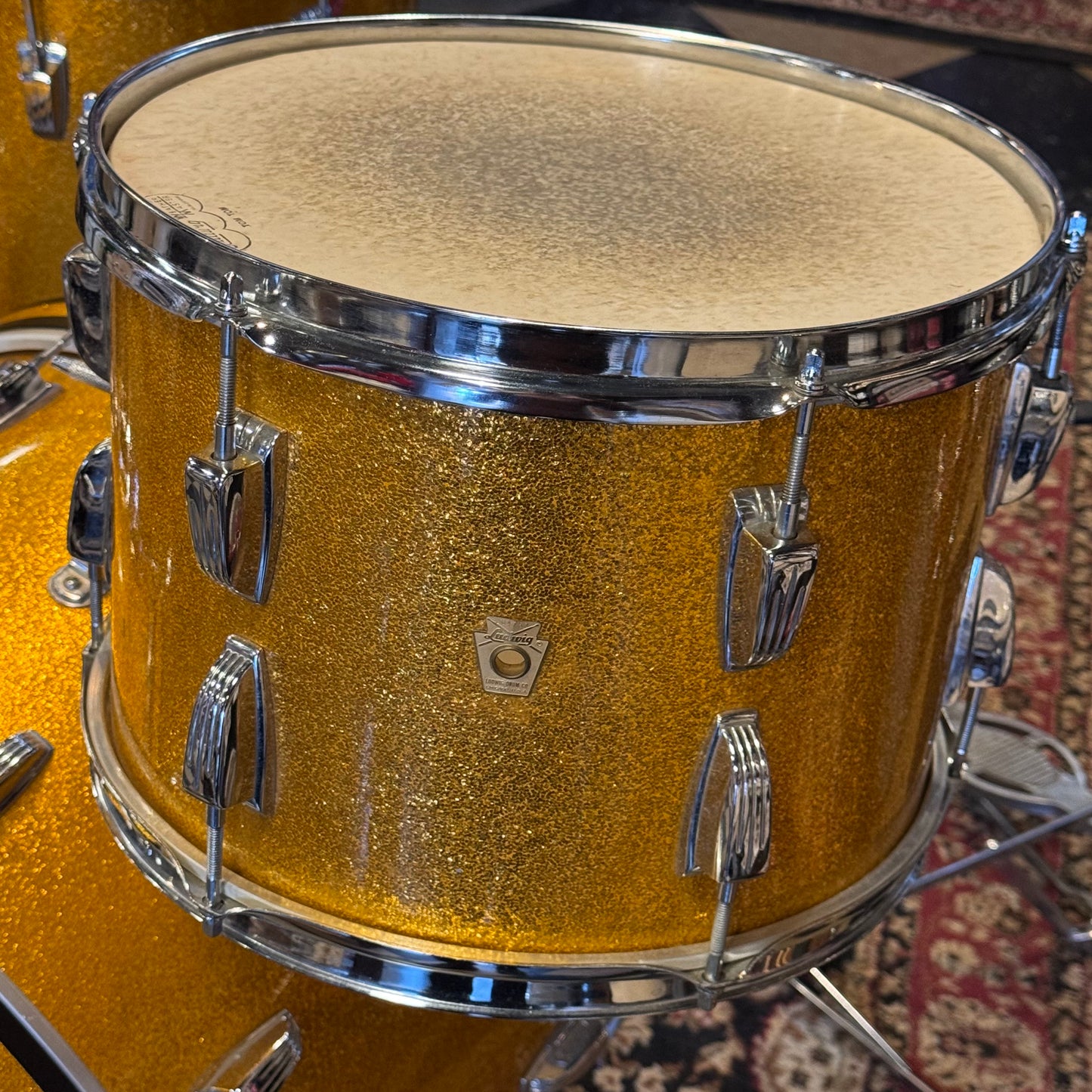 VINTAGE 1965-1966 One-Owner Ludwig Super Classic Outfit in Gold Sparkle w/ Supraphonic & Hardware - 14x22, 9x13, 16x16, 5x14