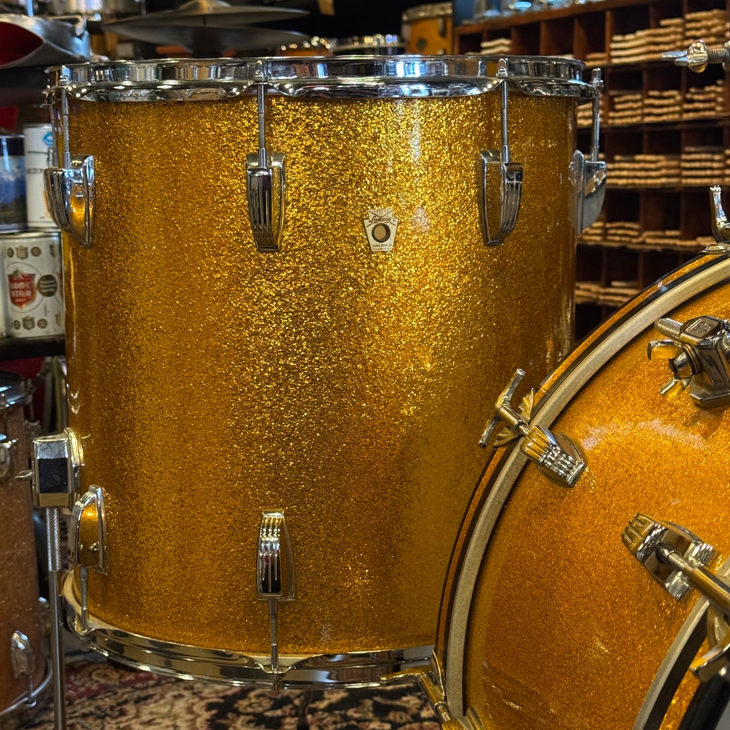 VINTAGE 1965-1966 One-Owner Ludwig Super Classic Outfit in Gold Sparkle w/ Supraphonic & Hardware - 14x22, 9x13, 16x16, 5x14