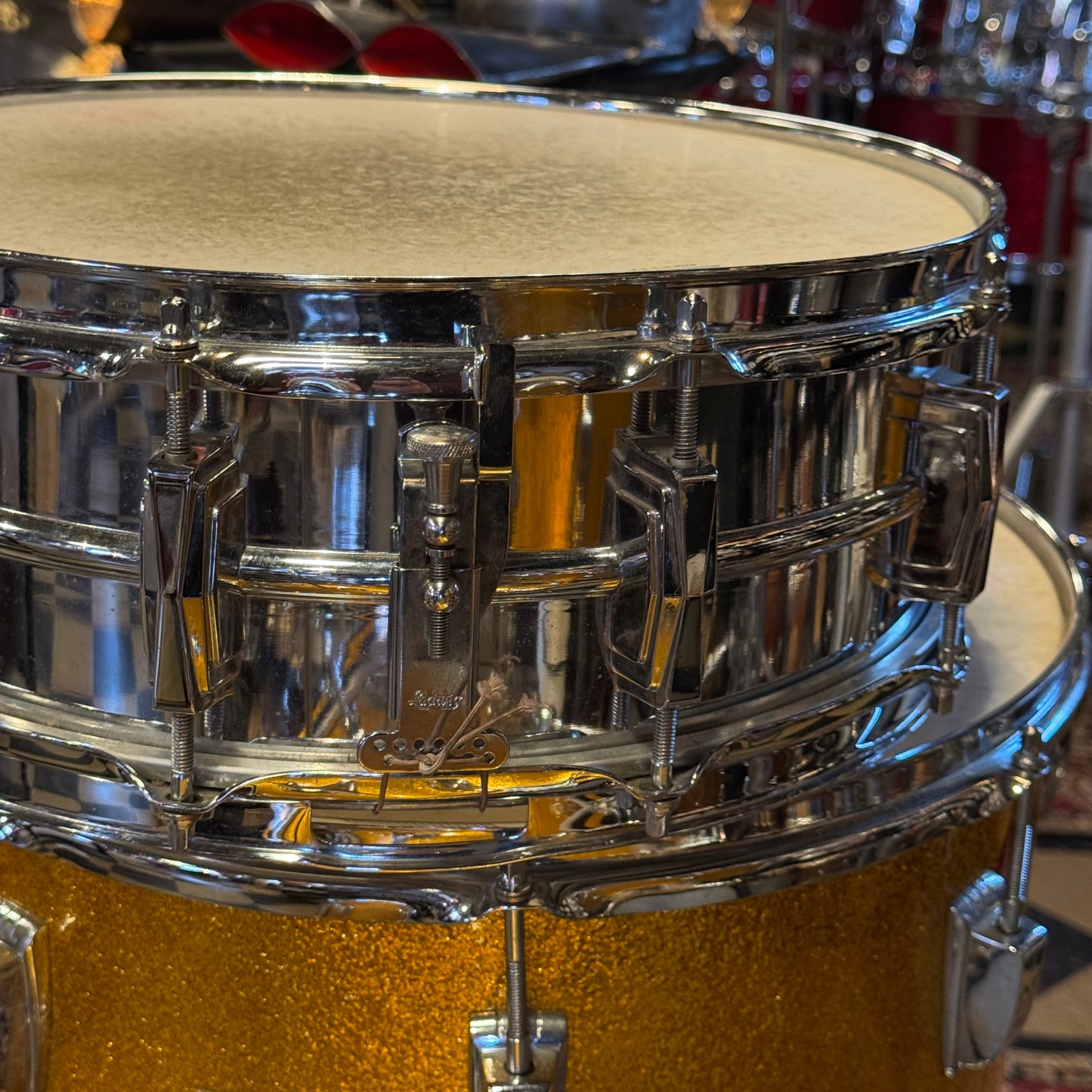 VINTAGE 1965-1966 One-Owner Ludwig Super Classic Outfit in Gold Sparkle w/ Supraphonic & Hardware - 14x22, 9x13, 16x16, 5x14