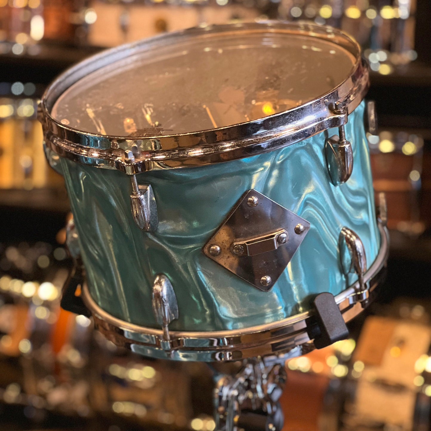 VINTAGE 1960's Gretsch Progressive Jazz Outfit in Satin Aqua Flame - 14x20, 8x12, 14x14