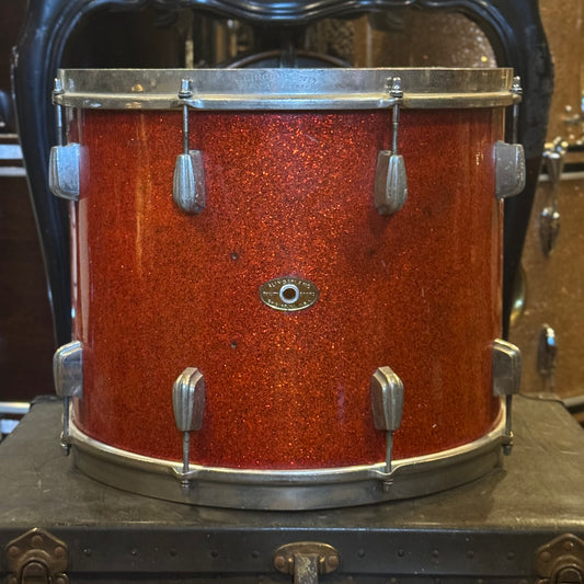 VINTAGE 1950's 12x15 Slingerland Radio King Tenor Drum in Red Sparkle