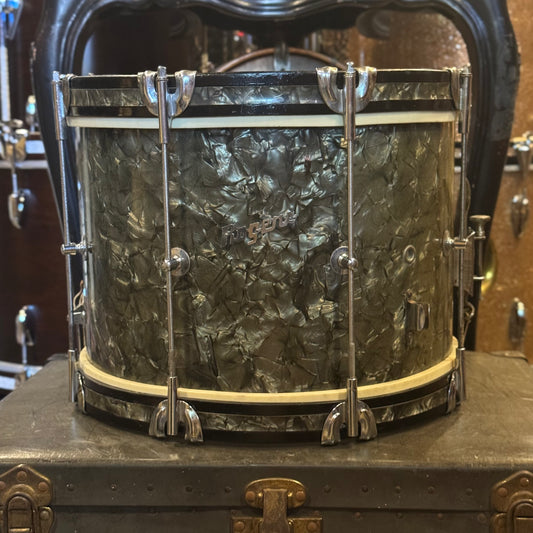 VINTAGE 1950's Rogers 12x14 Marching Snare Drum in Black Diamond Pearl