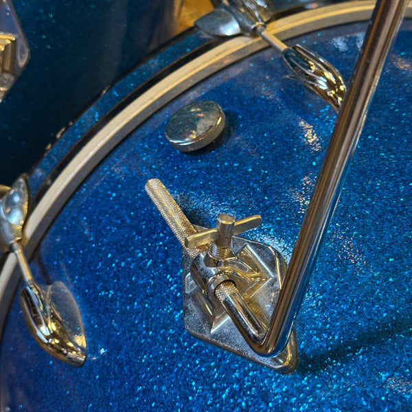 VINTAGE 1960's Gretsch Round Badge Progressive Jazz Outfit in Blue Sparkle - 14x20, 8x12, 14x14, 5.5x14