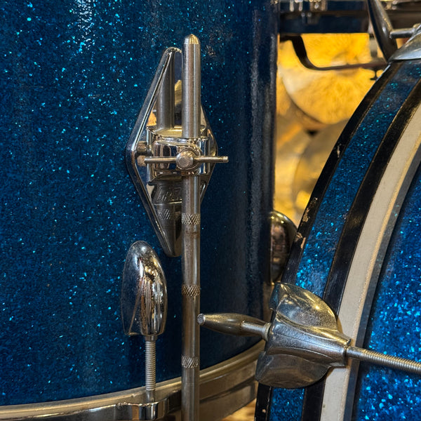 VINTAGE 1960's Gretsch Round Badge Progressive Jazz Outfit in Blue Sparkle - 14x20, 8x12, 14x14, 5.5x14