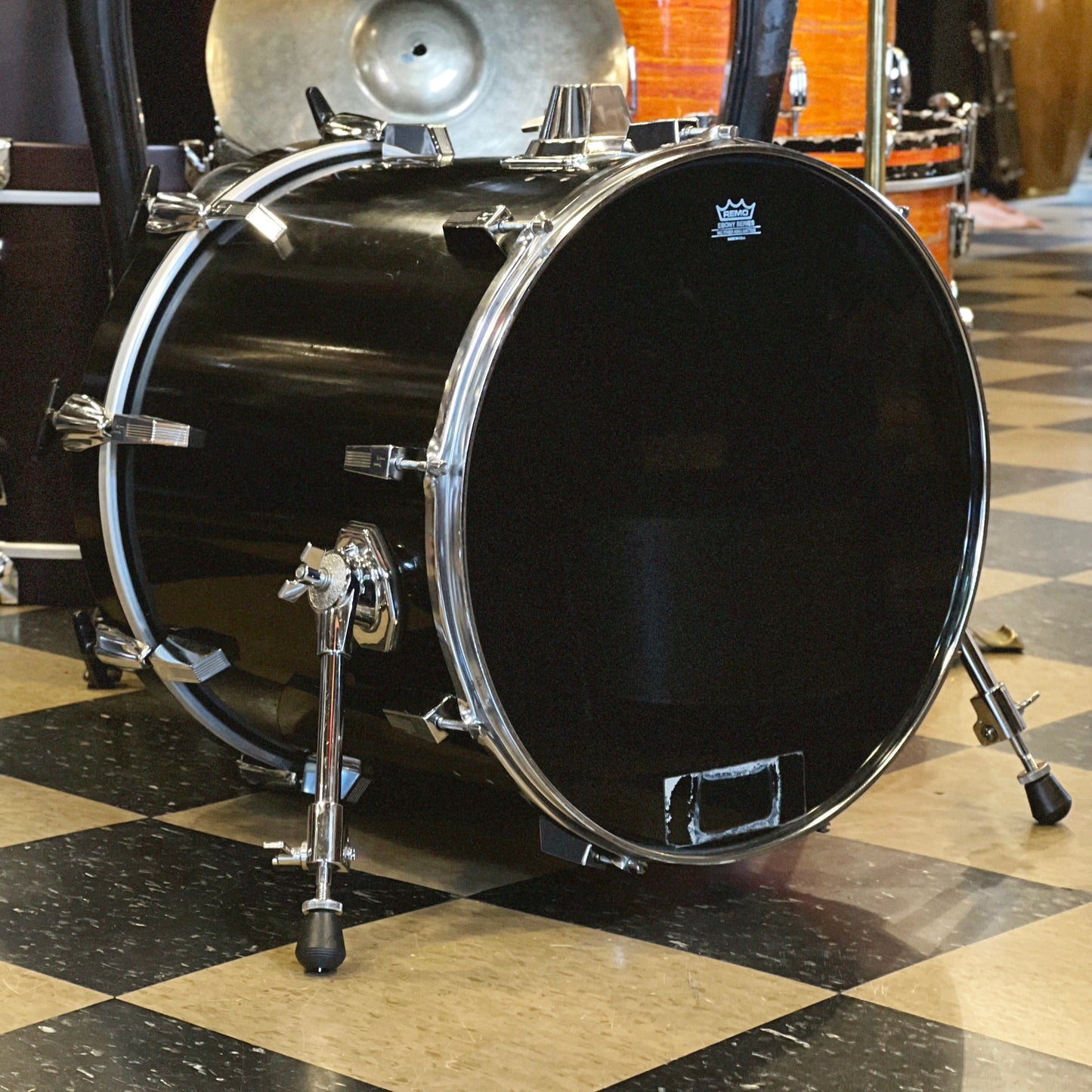 VINTAGE 1970's Sonor 16x18 Centennial Model Phonic Bass Drum Tom Conversion - Black Wrap