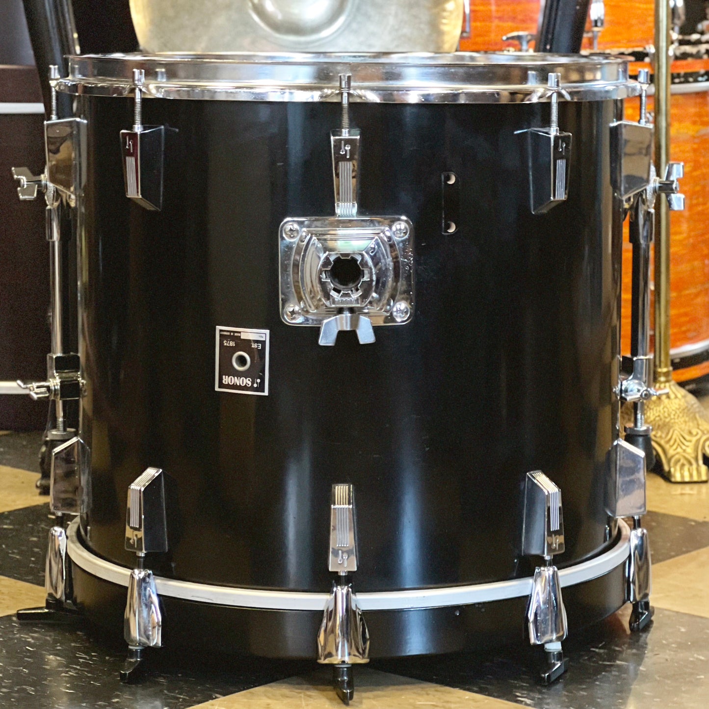 VINTAGE 1970's Sonor 16x18 Centennial Model Phonic Bass Drum Tom Conversion - Black Wrap