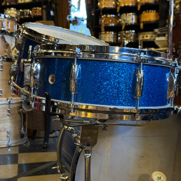 VINTAGE 1960's Gretsch Round Badge Progressive Jazz Outfit in Blue Sparkle - 14x20, 8x12, 14x14, 5.5x14