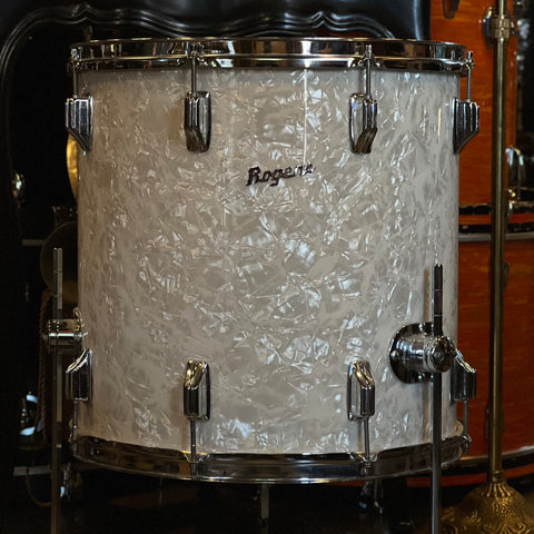 VINTAGE 1970's Rogers 16x16 White Marine Pearl Floor Tom