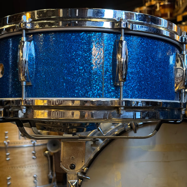 VINTAGE 1960's Gretsch Round Badge Progressive Jazz Outfit in Blue Sparkle - 14x20, 8x12, 14x14, 5.5x14