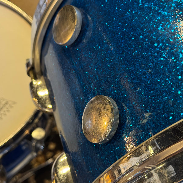 VINTAGE 1960's Gretsch Round Badge Progressive Jazz Outfit in Blue Sparkle - 14x20, 8x12, 14x14, 5.5x14