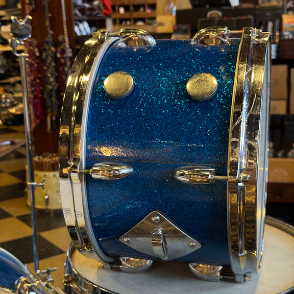 VINTAGE 1960's Gretsch Round Badge Progressive Jazz Outfit in Blue Sparkle - 14x20, 8x12, 14x14, 5.5x14