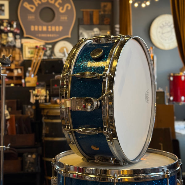 VINTAGE 1960's Gretsch Round Badge Progressive Jazz Outfit in Blue Sparkle - 14x20, 8x12, 14x14, 5.5x14