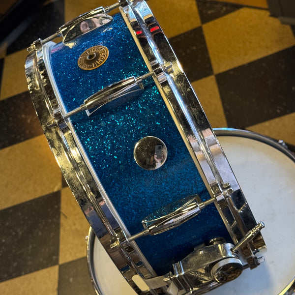 VINTAGE 1960's Gretsch Round Badge Progressive Jazz Outfit in Blue Sparkle - 14x20, 8x12, 14x14, 5.5x14