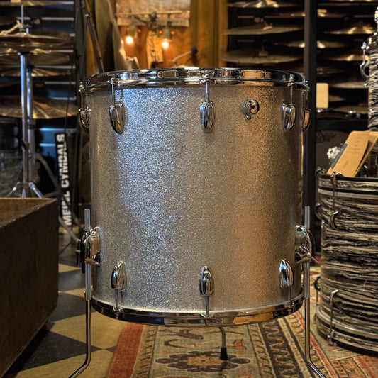 VINTAGE 1960's Slingerland 16x16 Silver Sparkle Floor Tom