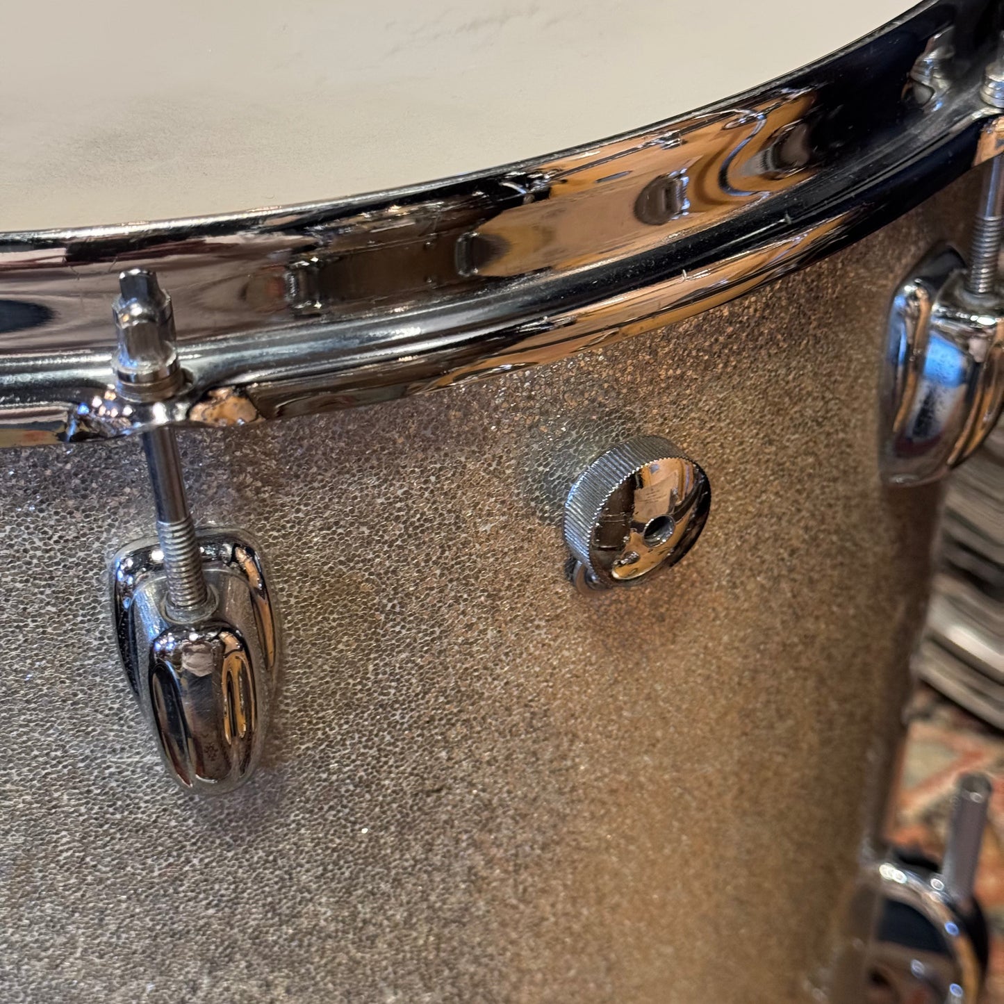 VINTAGE 1960's Slingerland 16x16 Silver Sparkle Floor Tom