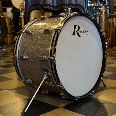 VINTAGE 1970's Rogers 14x22 Silver Sparkle Bass Drum