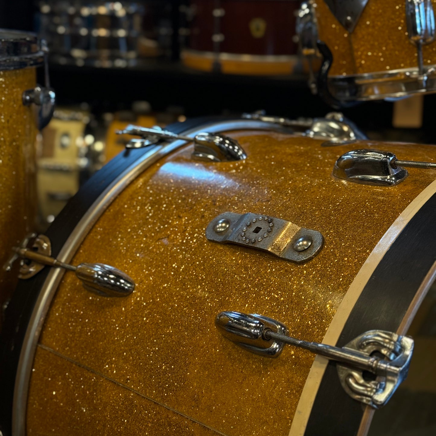 VINTAGE 1950s-60s Slingerland Radioking in Gold Sparkle - 14x22, 9x13, 16x16