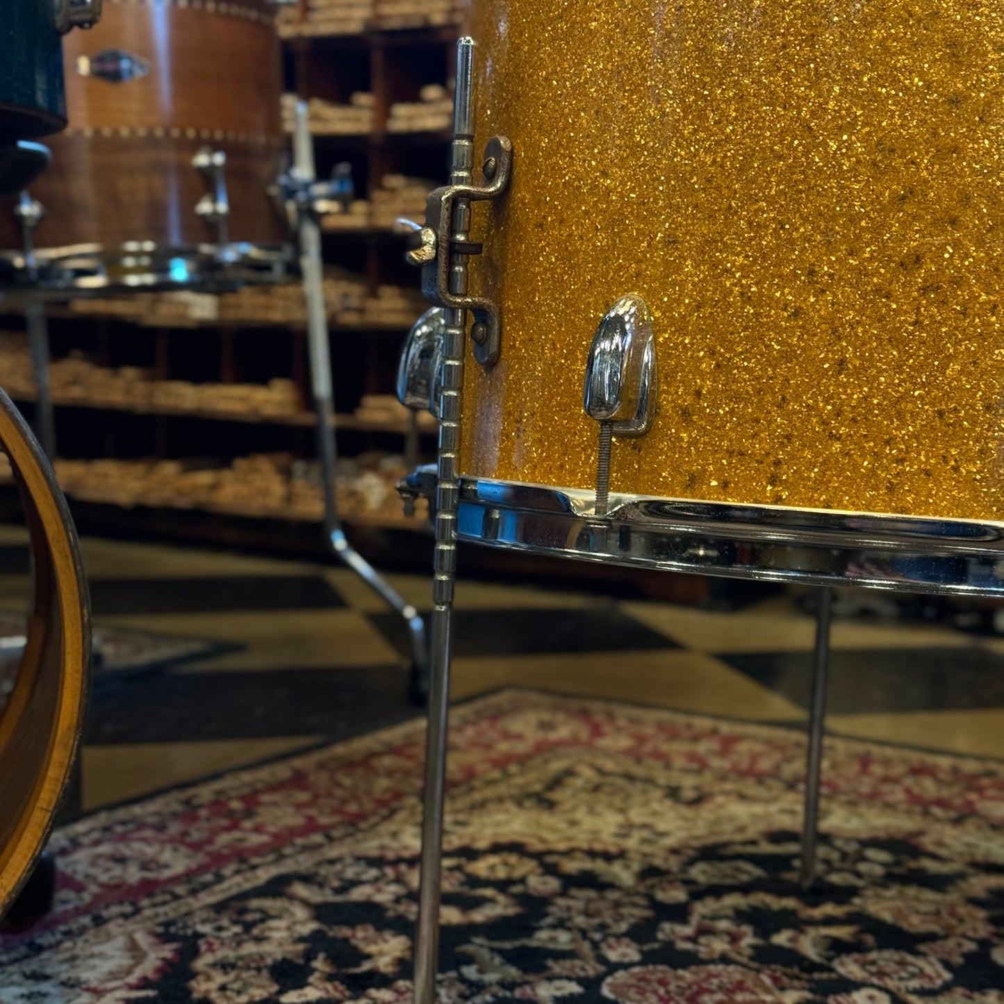 VINTAGE 1950s-60s Slingerland Radioking in Gold Sparkle - 14x22, 9x13, 16x16